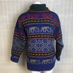 Eddie Bauer Moose Turtleneck Knit Wool Sweater